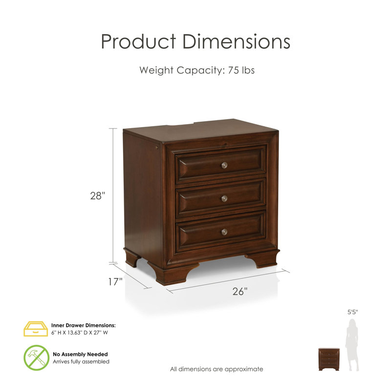 Goldene 26'' W Nightstand, Brown Cherry