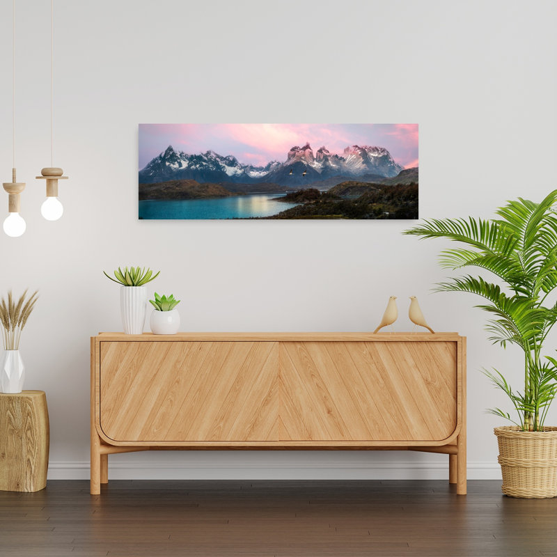 Pink Mountain Sunset by Allen SDCA - Wrapped Canvas Panoramic Print, 30.84cm H x 91.44cm W