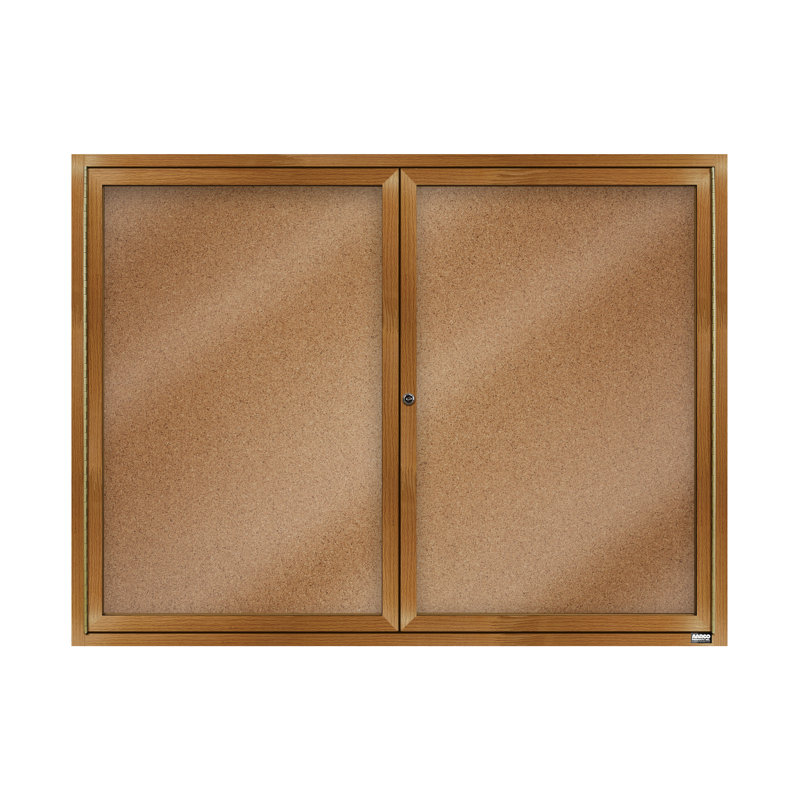 Tableau d’affichage mural en aluminium encastré, Bois de chêne, Deux, H 36 po x l 48 po