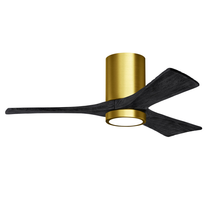 Olivier à 3 pales DEL standard avec ventilateur de plafond et ensemble d'éclairage inclus, Laiton brossé, 42", Noir mat