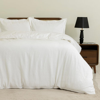 Dreamology Waffle Weave Duvet Cover, King Duvet Covers,100% Cotton Waffle Duvet Covers with Zipper Closure, Soft Luxury Textured & Breathable, 2 Pillow shams, 1 Duvet Cover (Cloud White, King)
