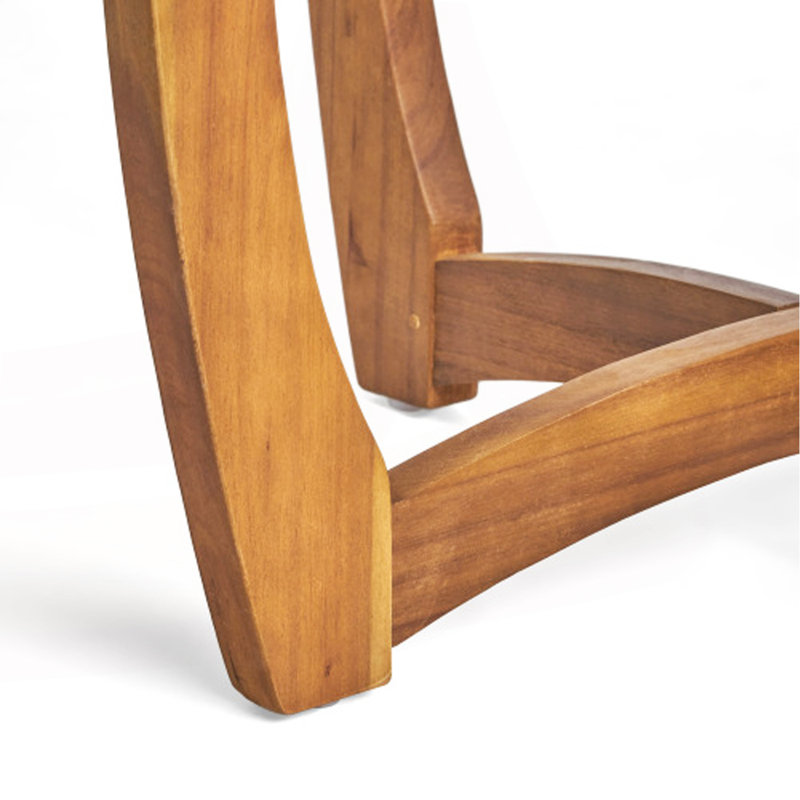 Ensemble repas d'extérieur en bois d'acacia avec coussin, corde grise et teck 3 pièces