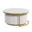 Table basse gigogne moderne cannelée avec tiroir en blanc et or 31,5 po Modern