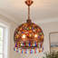Luminaire suspendu en cristal 3 lumières rétro en cuivre antique rouge vieilli