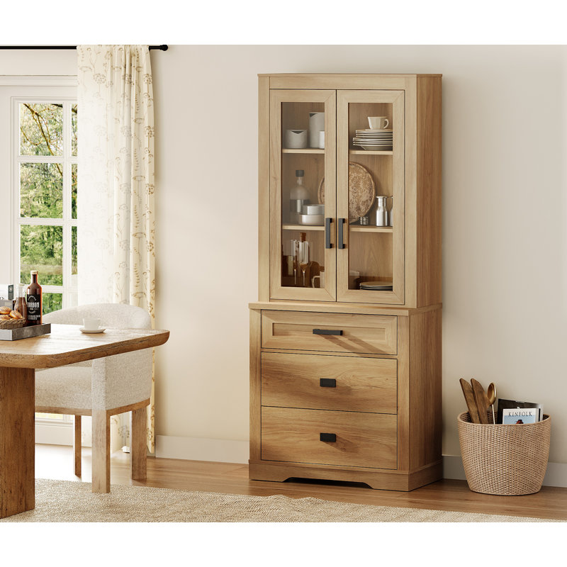 Laziza 3 Tier Bookcase With Drawer,73.3" Tall Floor Standing Bookshelf,Modern Farmhouse Display Storage Cabinet With Adjustable Shelves,
