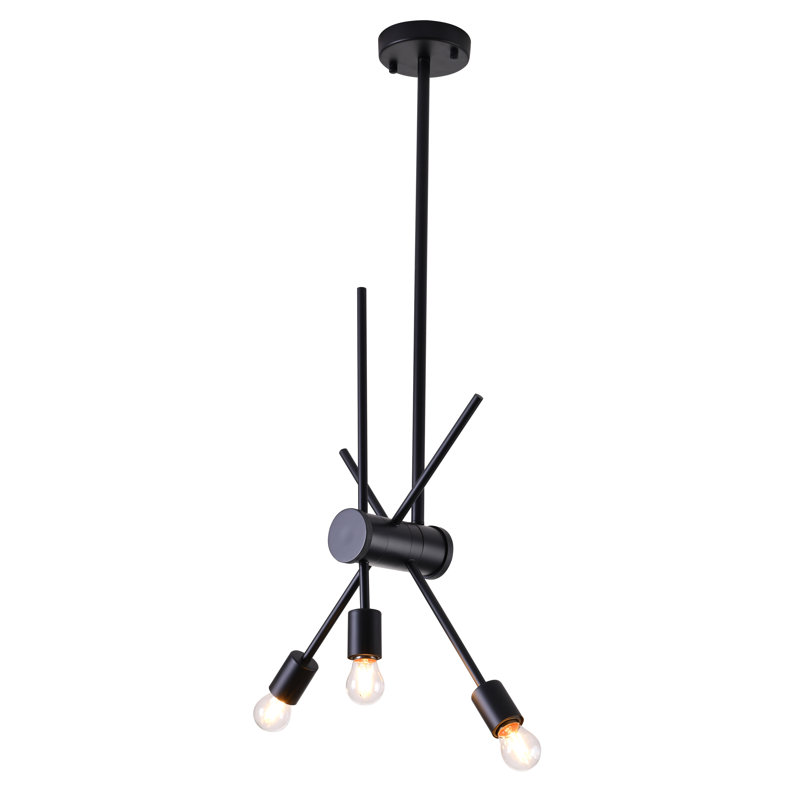 Azita 3-Light Matte Black Chandelier With Three Adjustable Arms