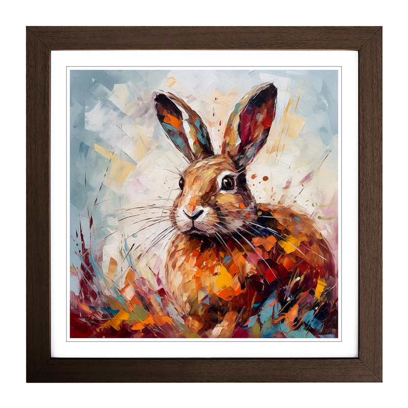 Rabbit Palette Knife No.5 - Single Picture Frame Print on Wood, Walnut
