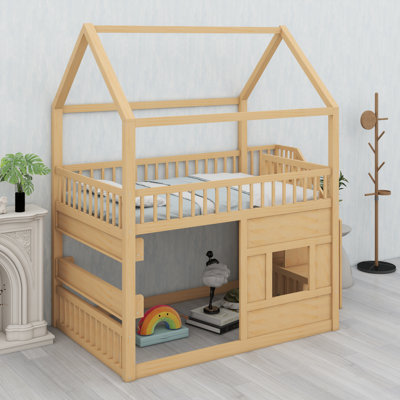 Modern House-Style Bed with Ambient Lighted Storage Ledges