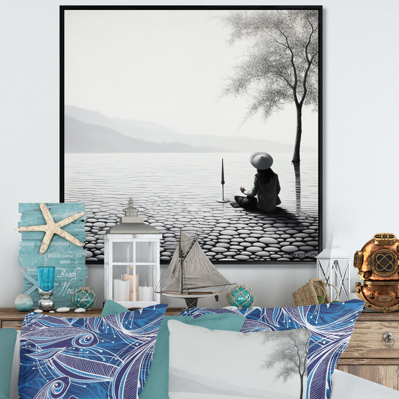 Photo de plage Reverie II, H 30 po x l 30 po x P 1 po, Cadre flottant noir