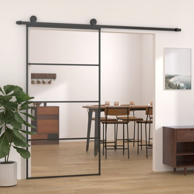 Porte coulissante en aluminium et verre ESG Vidaxl