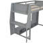 Lit mezzanine simple en bois avec bureau, DEL, tablettes multiples et support suspendu, barre à vêtements grise-2089298320