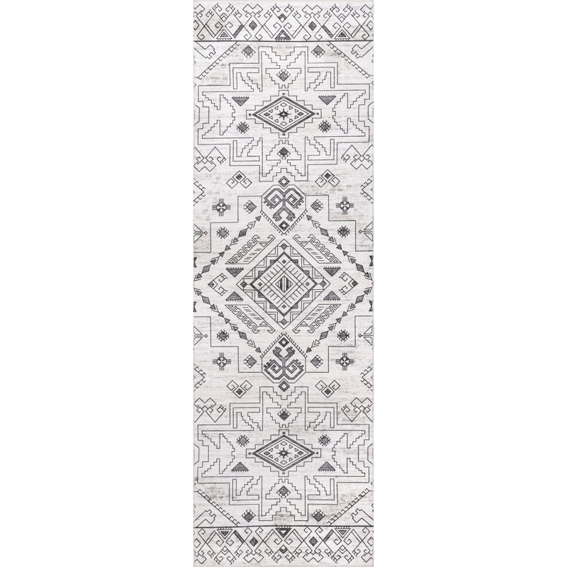 Malena SpinClean Tribal Bordered Machine Washable Area Rug, Runner 2'6" x 8'