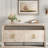 4-door Elegant Console Table With Natural Embossed Texture, Curved Edge And Metal Handles-1375472987