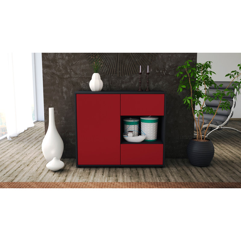Quebec 92cm Sideboard, Anthracite/Red