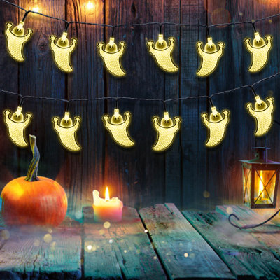 Décorations d'Halloween - Guirlande lumineuse de 5 m (16,4 pi) avec 30 DEL, fonctionnant à piles - Idéale pour décorer fenêtres, intérieur et extérieur - Décorations pour fêtes d'Halloween