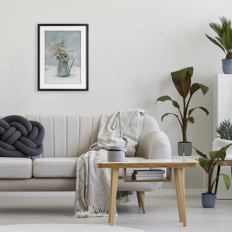 «Blue Botanical Arrangement», reproduction encadrée sous verre, conception de Lanie Loreth, H 20 po x l 14 po