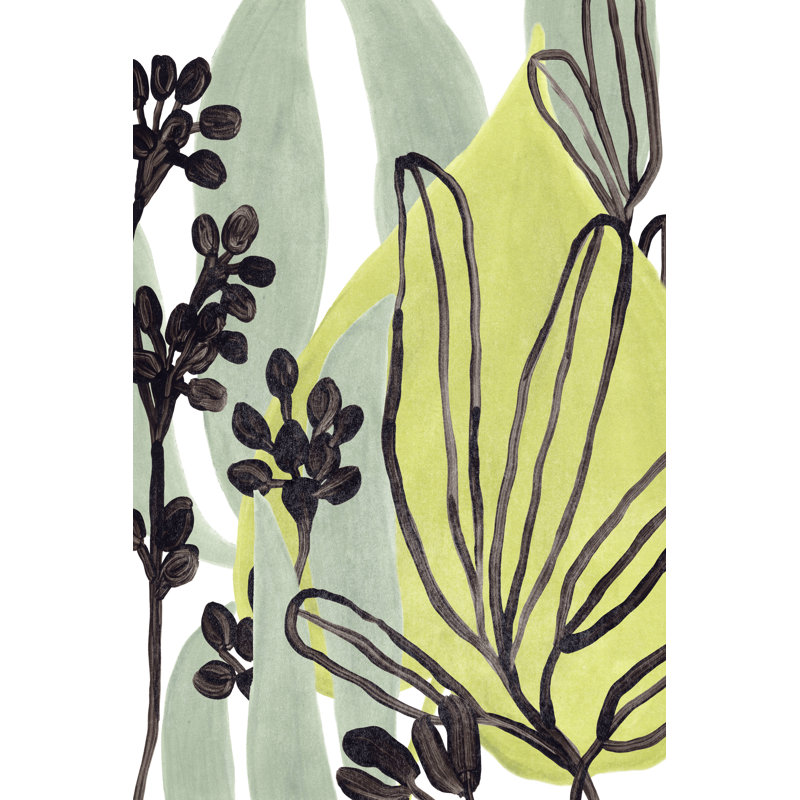Tropical Collage I by June Erica Vess - Painting on Canvas, 46 cm H x 30 cm W, Black Floater Framed