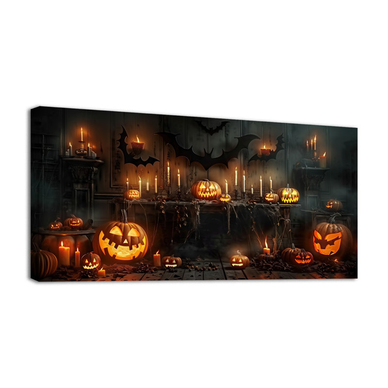 Art mural d'Halloween sur toile, H 12 po x l 18 po