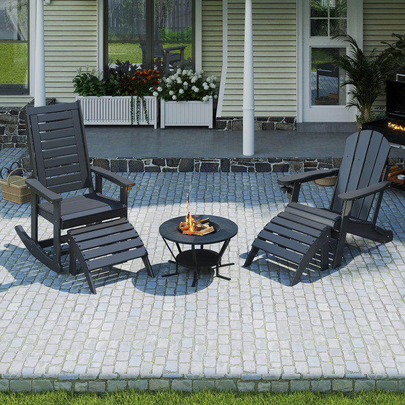 Ensemble de 4 repose-pieds Adirondack Hdpe Classic, Gris