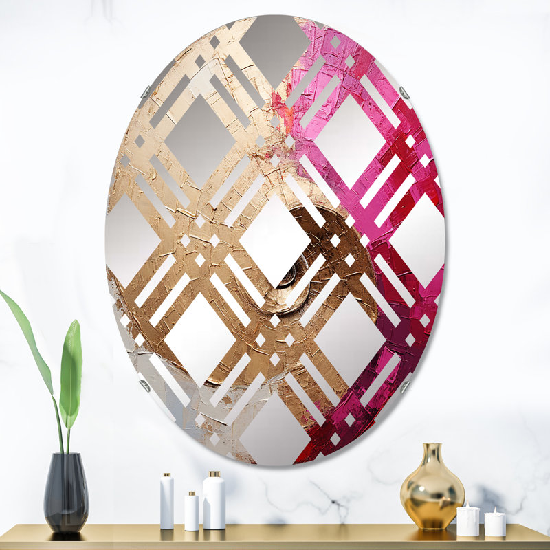 Miroir décoratif à motif écossais beige et beige Minimalisme MIR106137 O, L 24 po x H 36 po
