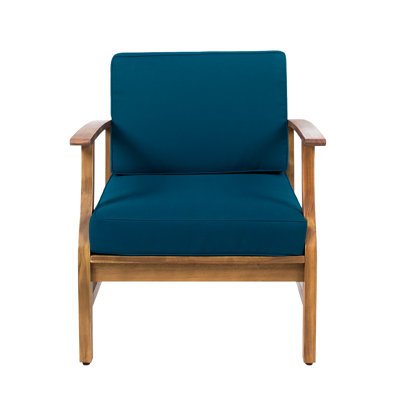 Modern Wood Club Chair In Blue, Weather , Slat Decor Blue Weather- Produced With For Outdoor Comfort