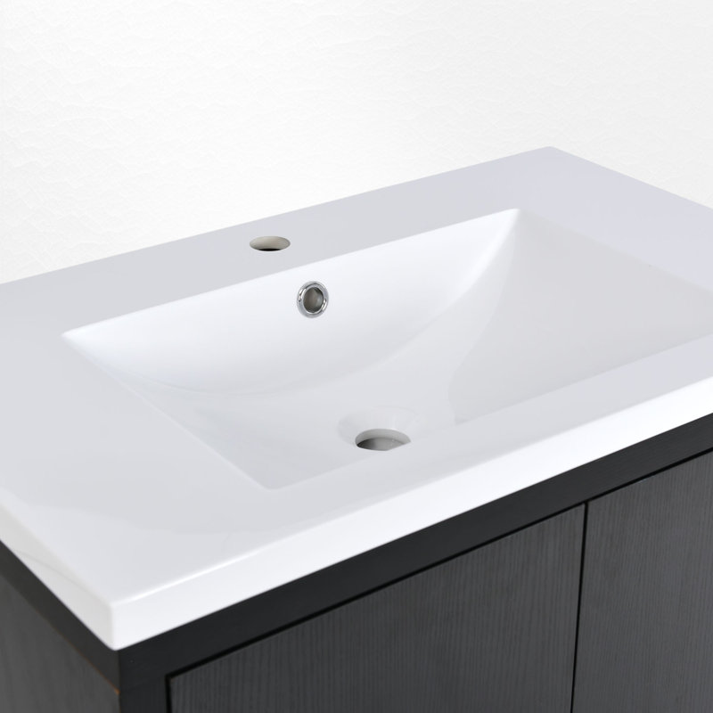 Comptoir de meuble-lavabo simple 30 po blanc avec lavabo et trou de robinet simple