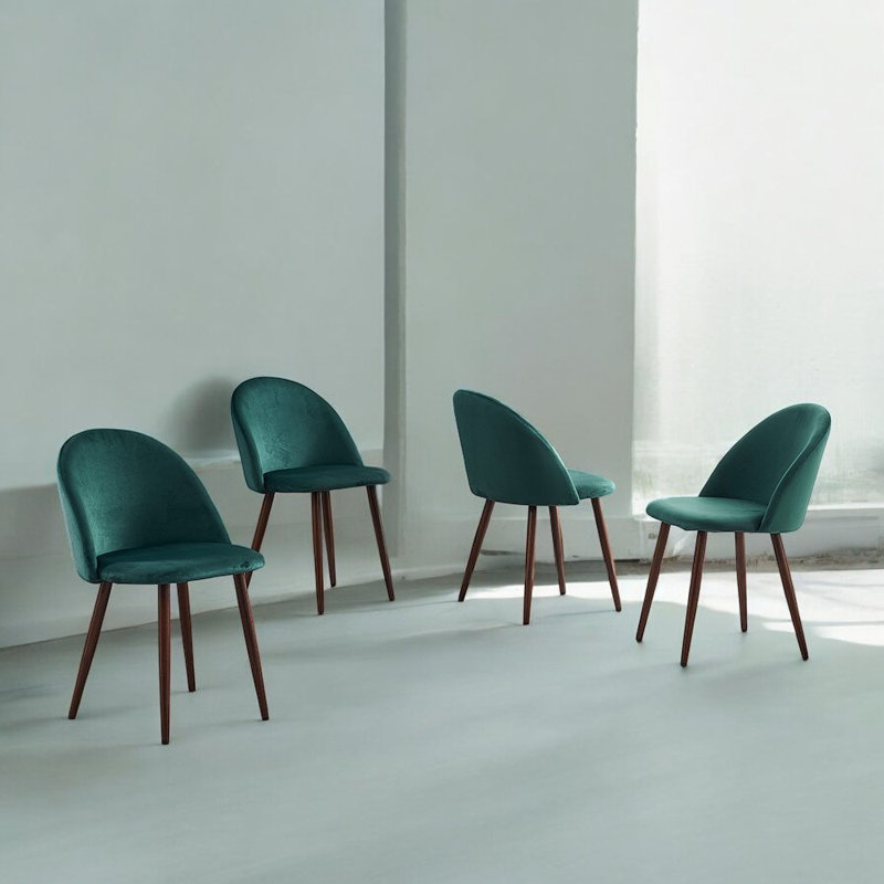 Domonik 18.5'' H Velvet Upholstered Side Chair, Green, 4