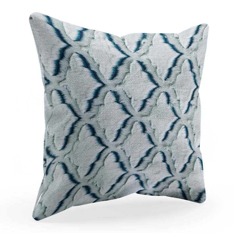 Animal Print Reversible Throw Pillow, Ikat, 26" x 26", Light Blue