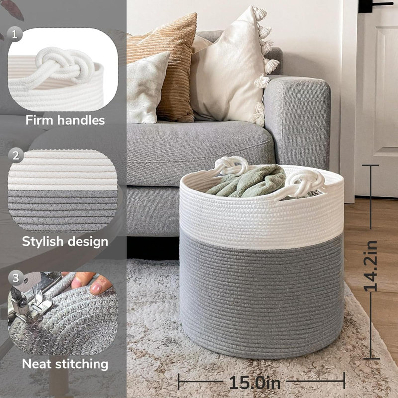 Laundry Basket with Handles, Grey