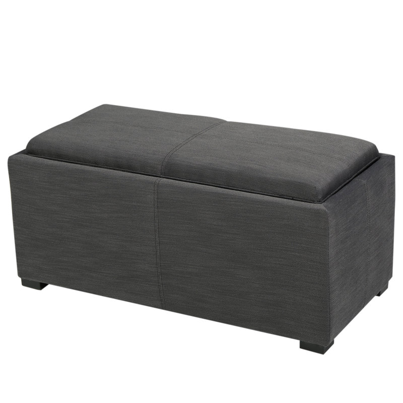 Repose-pieds standard carré avec rangement 12,25 po Kegan, Mélange de polyester gris