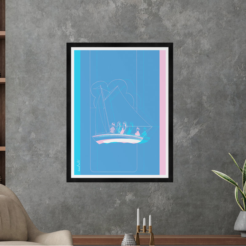 Family Boating In Pastels Print