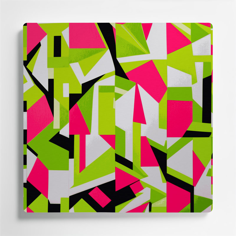Abstrait, formes, 59, art mural en métal vert, H 12 po x l 12 po
