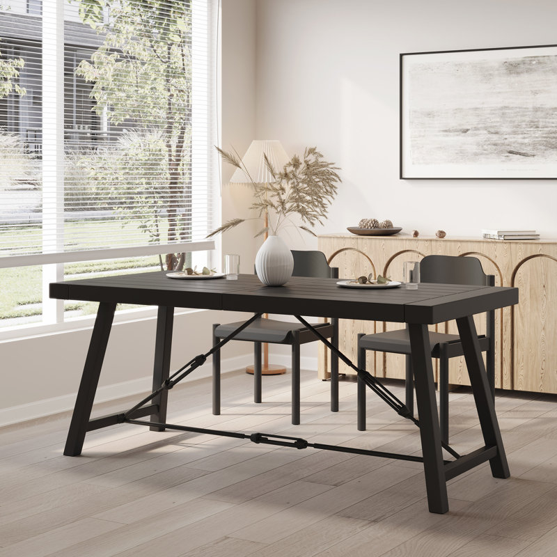 Haddie Solid Wood Top Dining Table, Black