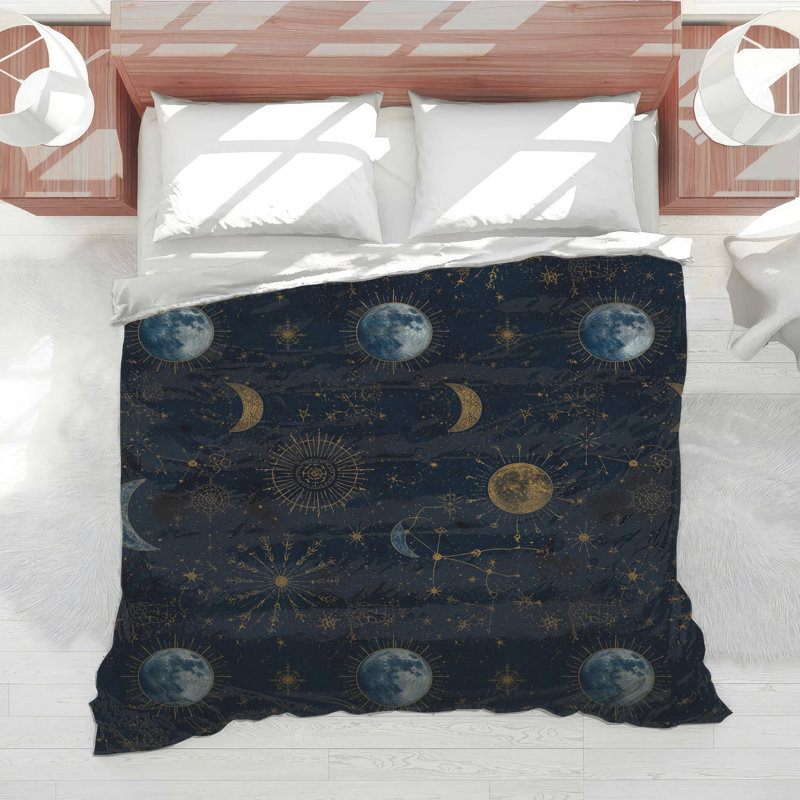 Celestial Moon Sun Constellations Comforter, Twin