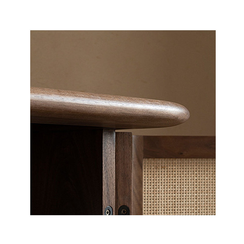 Black Walnut Rattan Door Storage Sideboard Accent Cabinet