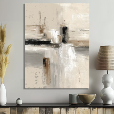 Brown And Black Brushstroke Abstract Painting - Cubism Wall Art, Brown Abstract Canvas Print