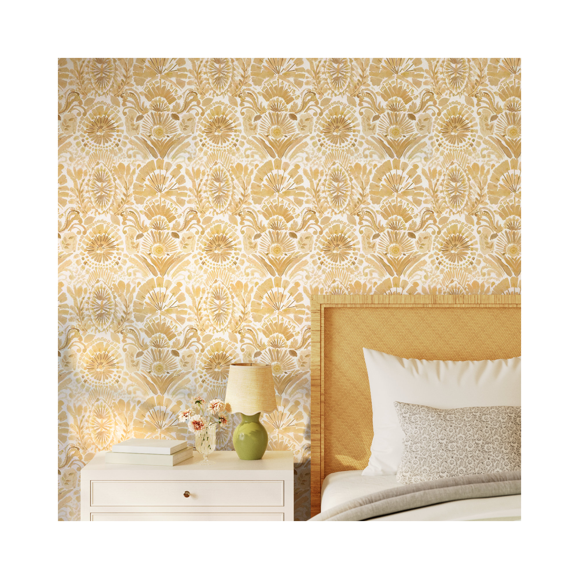 Bohemia Peel and Stick Wallpaper, Saffron, 16.5" L x 20.5" W