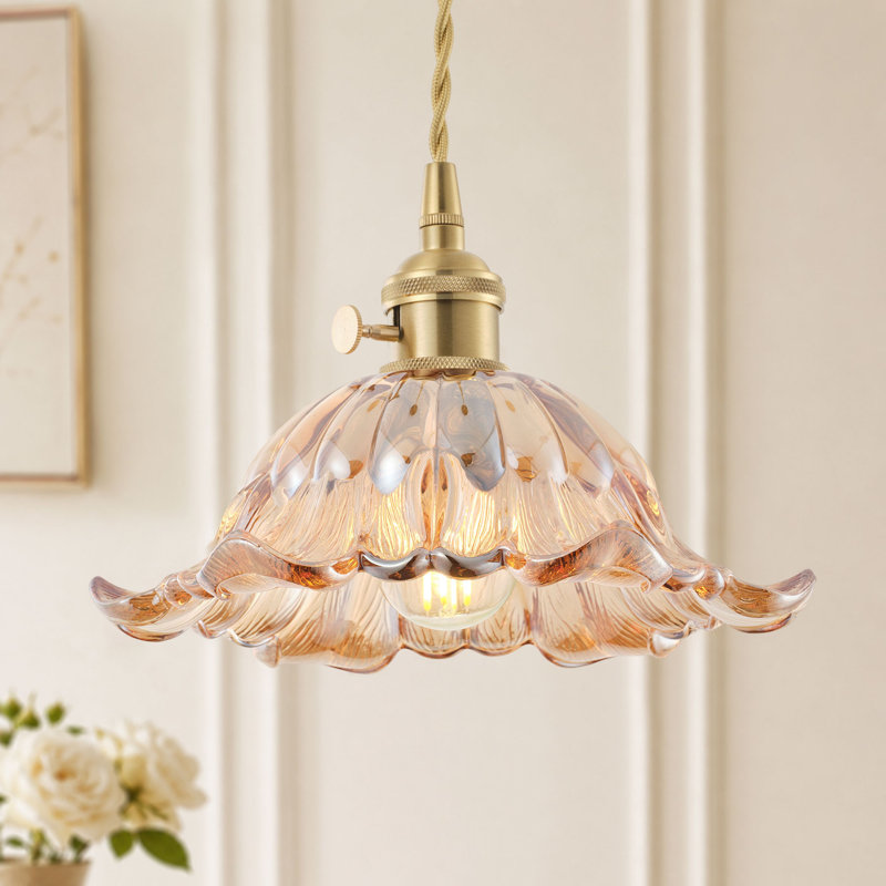 1-Amber iron dimmable glass pendant light