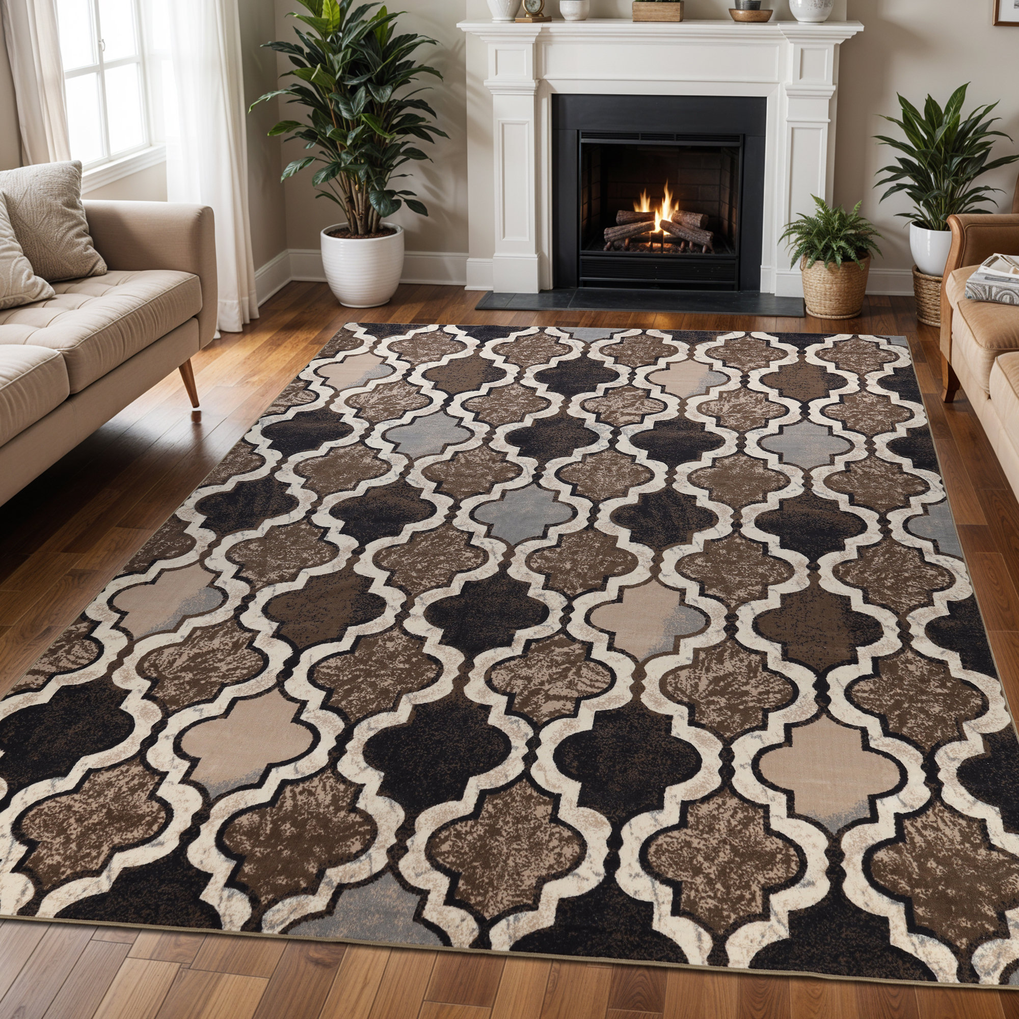 Ahtziry Contemporary Geometric Trellis Indoor Area Rug or Runner