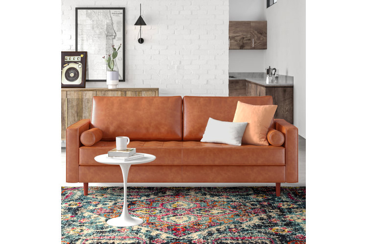 Hailee 84" Genuine Leather Square Arm Sofa