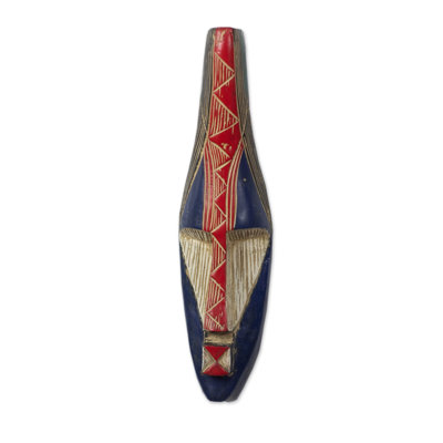 Masque de bois africain fait à la main Amewuga