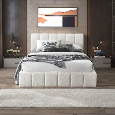 Grand lit plateforme Hilar White Boucle