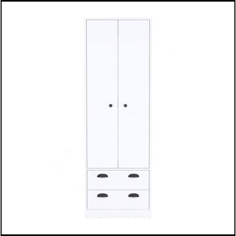 Armoire H 70 po avec 2 tiroirs et 2 portes, blanc
