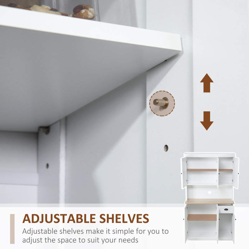 White Modern Kitchen Pantry Storage Cabinet with Hutch