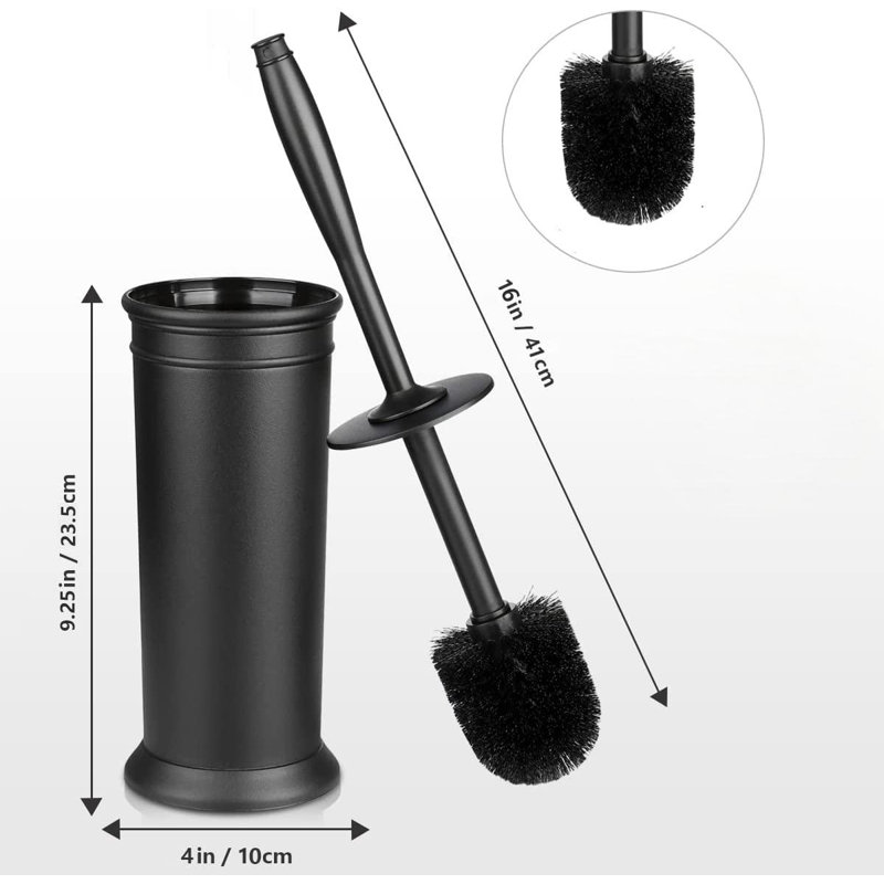 Toilet Brush And Holder 2 Pack, Toilet Bowl Brush With Extra Long Handle, Toilet Scrubber And Covered Holder, Toilet Brushes, Durable, Deep Cleaning(Black)