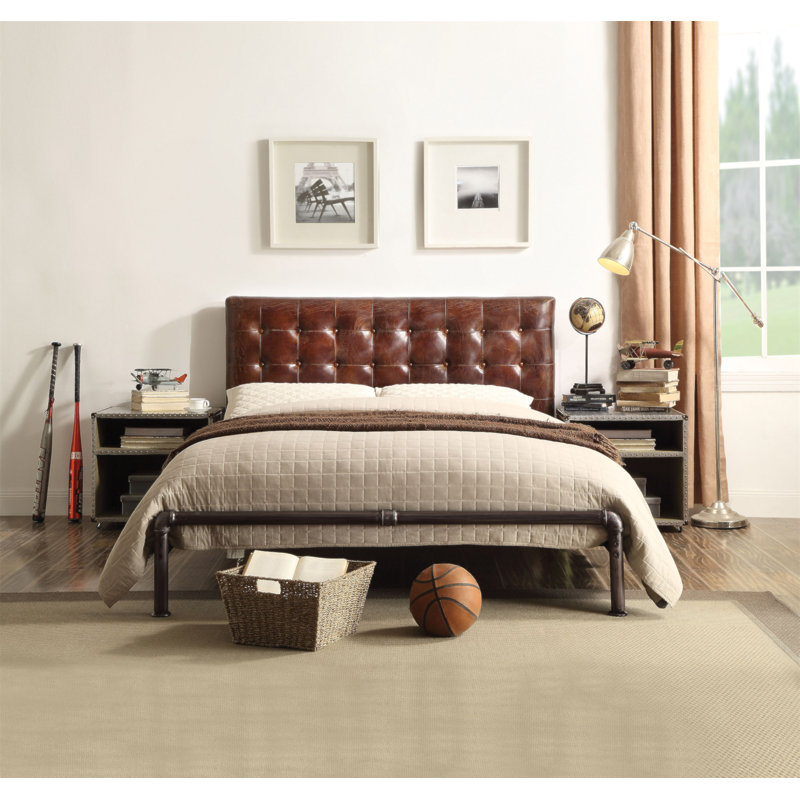 Brancaster Vintage Brown Top Grain Leather Queen Bed