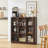 9 Cube Storage Book Shelf, 41" Tall Organizer Bookcase With Curved Edge, Wood Floor Standing 3-Tier Cubby Bookshelf With Base, Vintage Display Book Case For Bedroom, Office-161570689-160441336