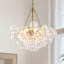 Lustre 6 lumières en laiton avec globe en verre nervuré, plafonnier à bulles 25 pouces Mid-Century-1941260516-1941260523-1941722122
