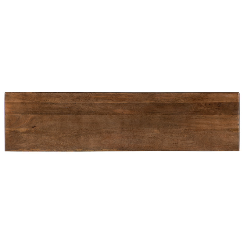 67" Brown and Gold Mango Wood Media Console