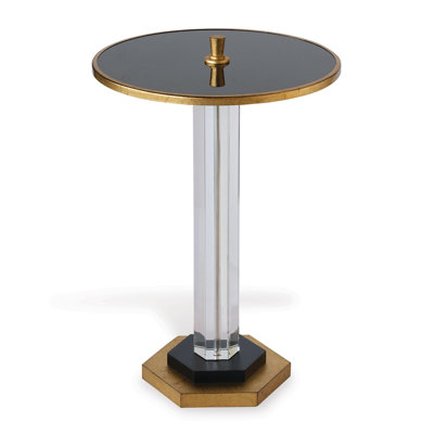 James Glass Pedestal End Table